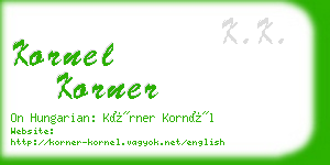 kornel korner business card